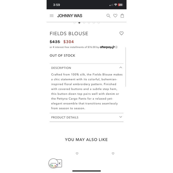 Biya JOHNNY WAS FIELDS BLOUSE Silk NWT fall casual boho $435 floral button top - Picture 5 of 11